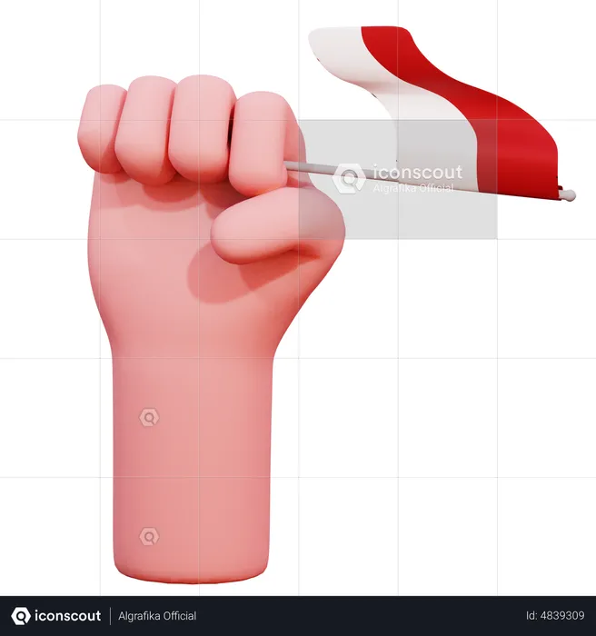 Holding Indonesian Flag  3D Icon