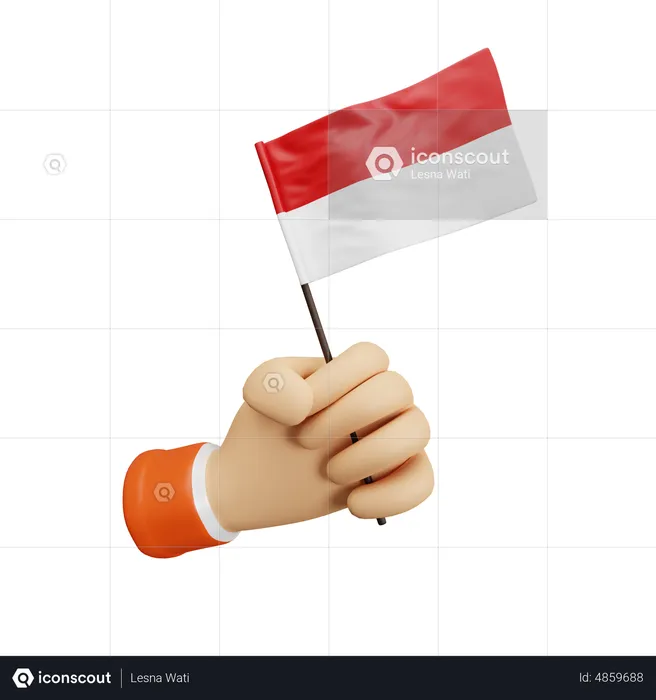 Holding Indonesian Flag  3D Icon