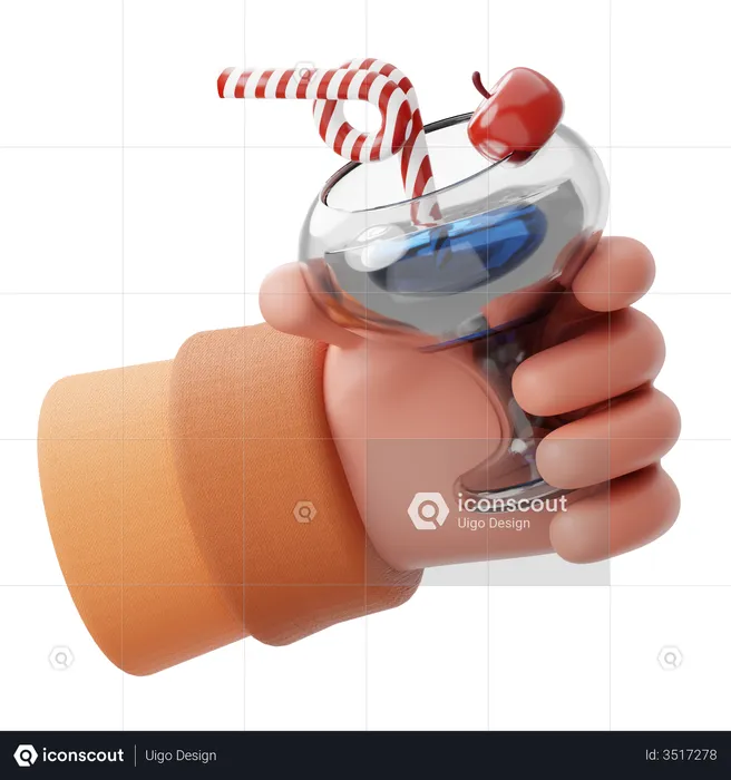 Holding Juice Glass  3D Illustration