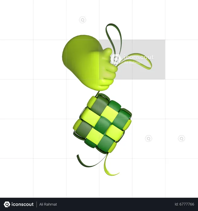 Holding Ketupat  3D Icon