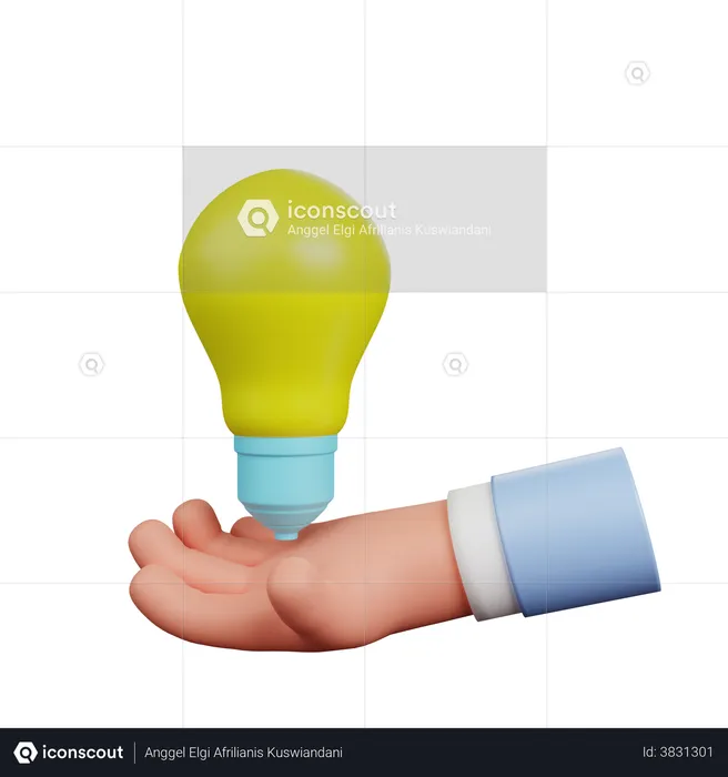 Holding Light Bulb  3D Illustration