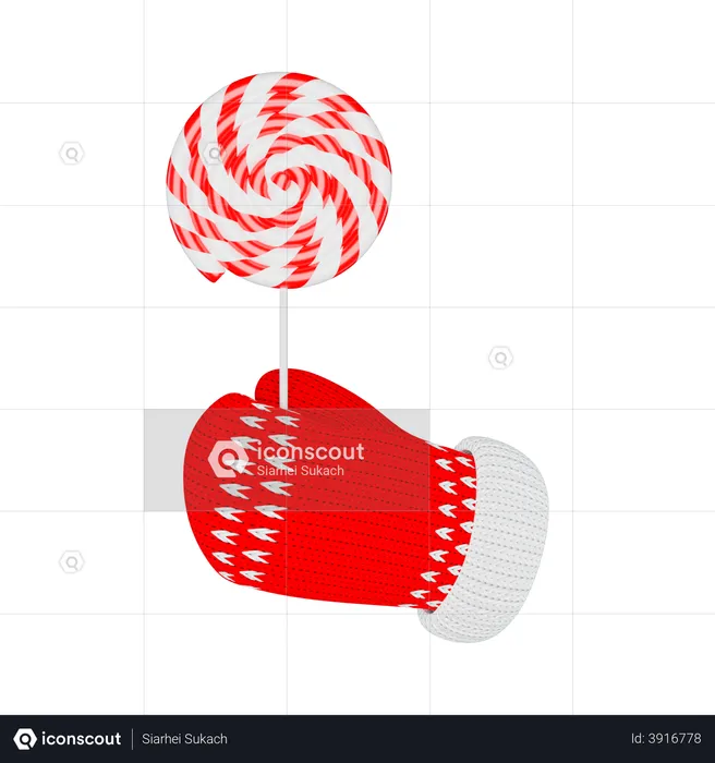 Holding lollipop  3D Illustration