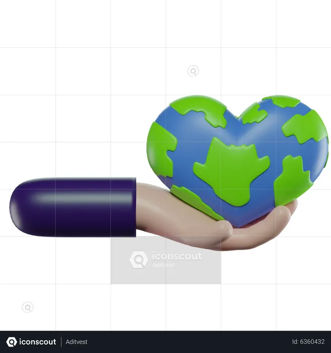 Holding Love Earth  3D Icon