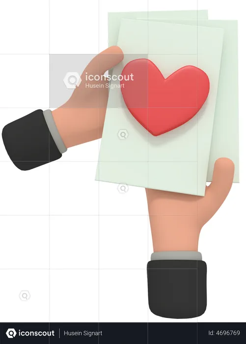 Holding Love Letter  3D Illustration