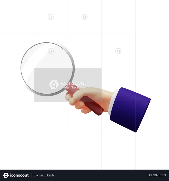 Holding magnifier glass  3D Illustration
