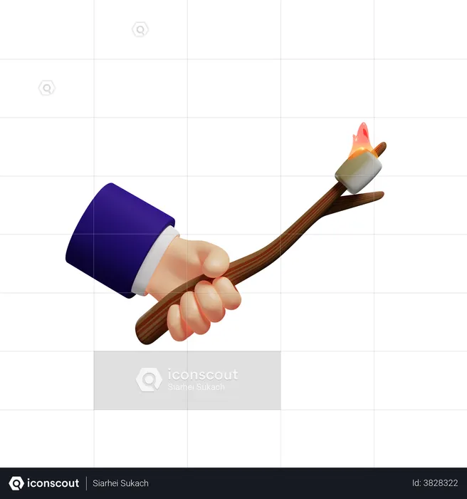 Holding marshmallow sticks  3D Illustration