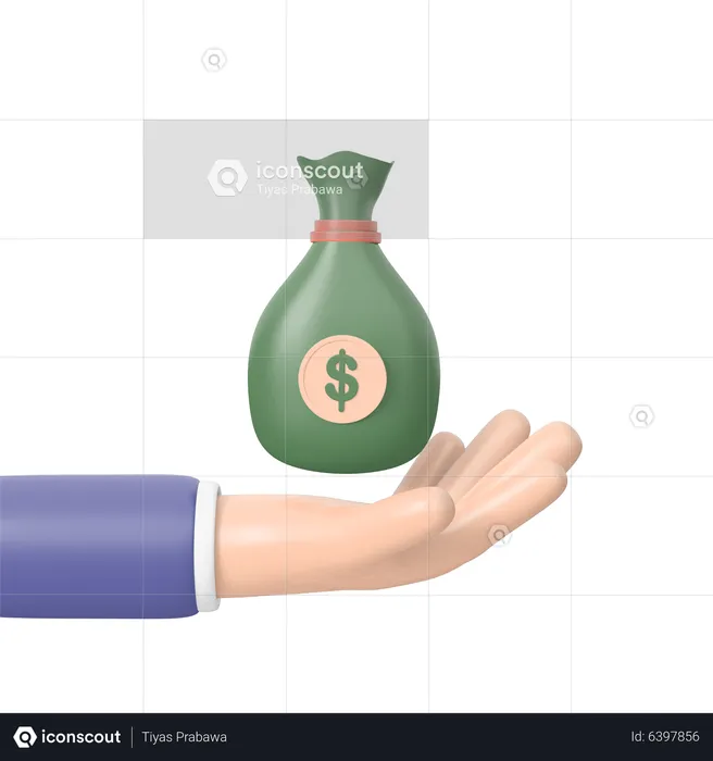 Holding Money Bag  3D Icon