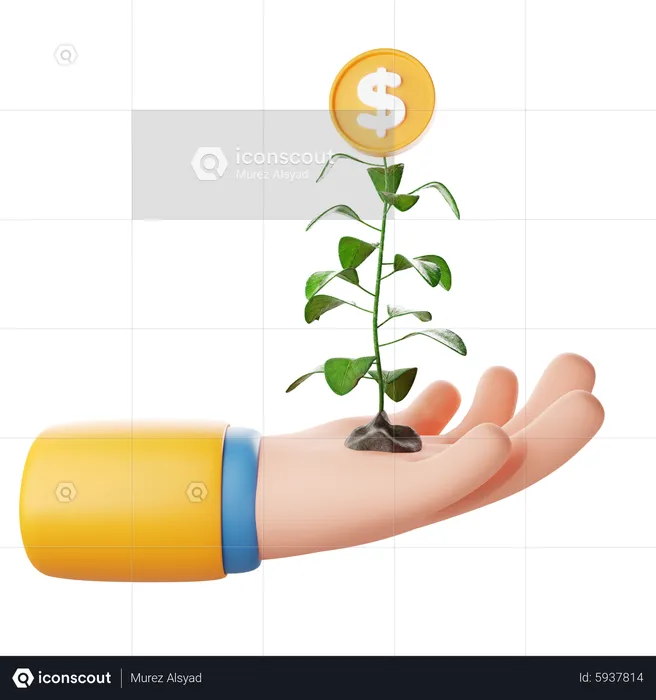Holding Money Plant Hand Gesture  3D Icon