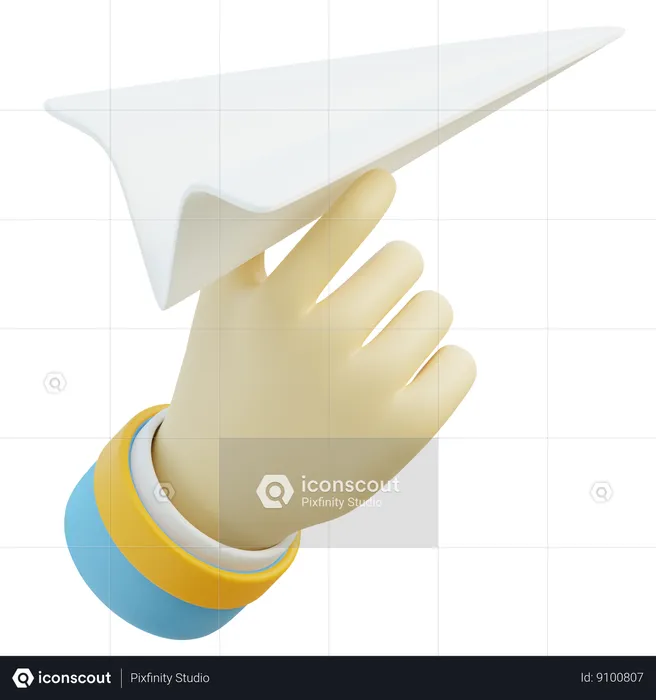 Holding Paper Plane  3D Icon