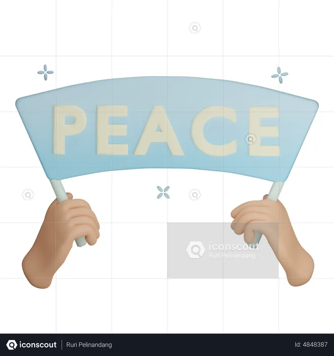 Holding Peace Banner  3D Icon