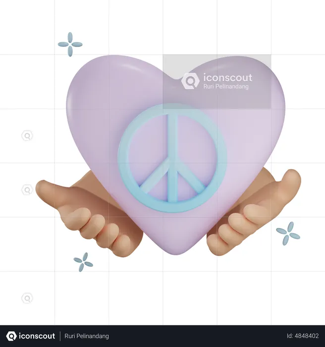 Holding Peace Heart  3D Icon