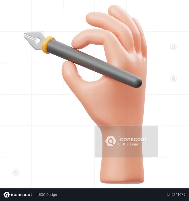 Holding Pen Hand Gesture  3D Icon