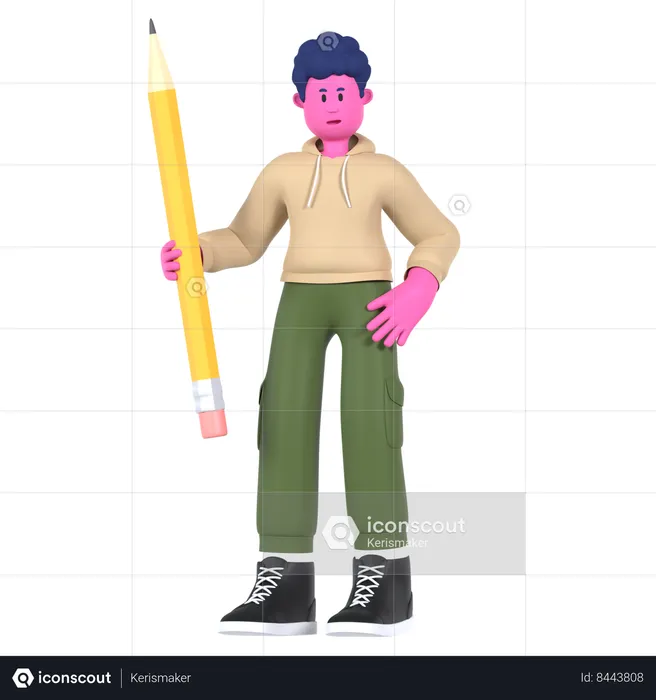 Holding pencil  3D Icon