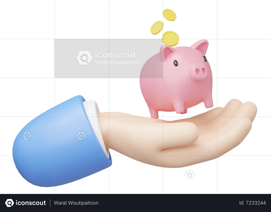 Holding Piggy Bank  3D Icon