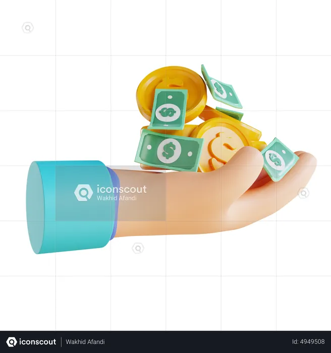 Holding Pile Of Money  3D Icon