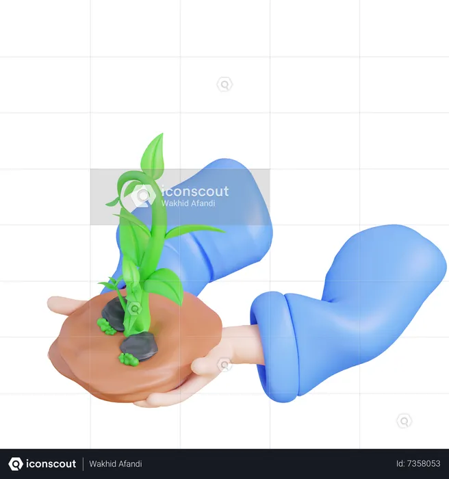 Holding Plant  3D Icon