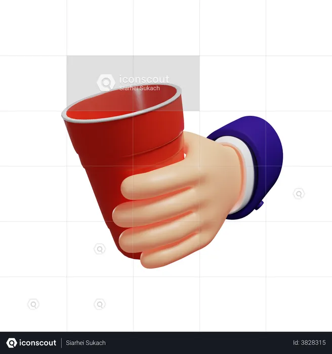 Holding red cup  3D Illustration