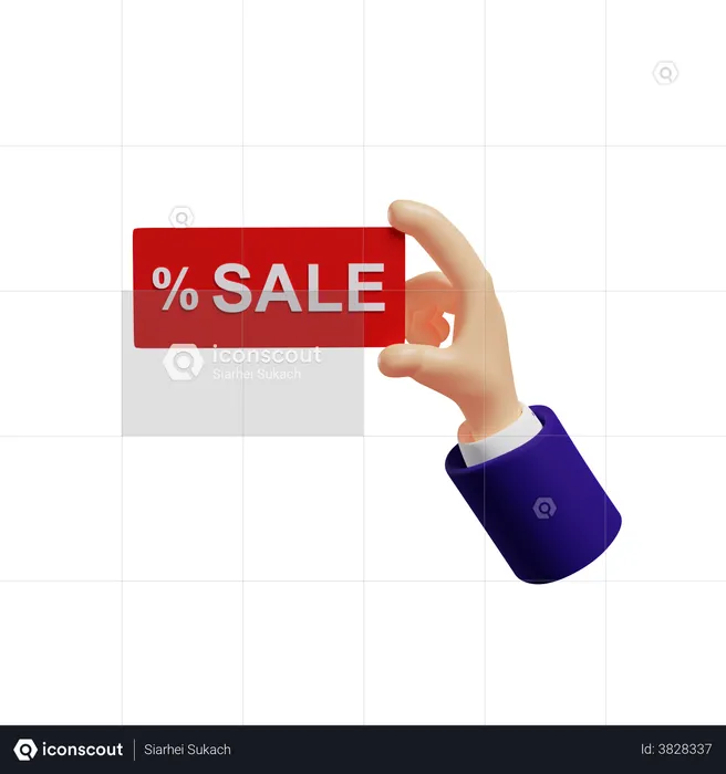 Holding sale board  3D Illustration