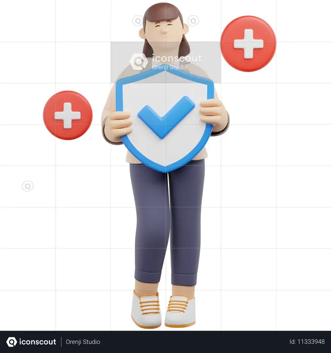 Holding Shield for Life Health  3D Illustration