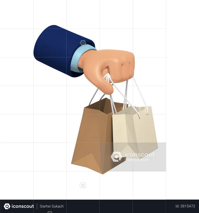 Holding Shopping Bag  3D Illustration