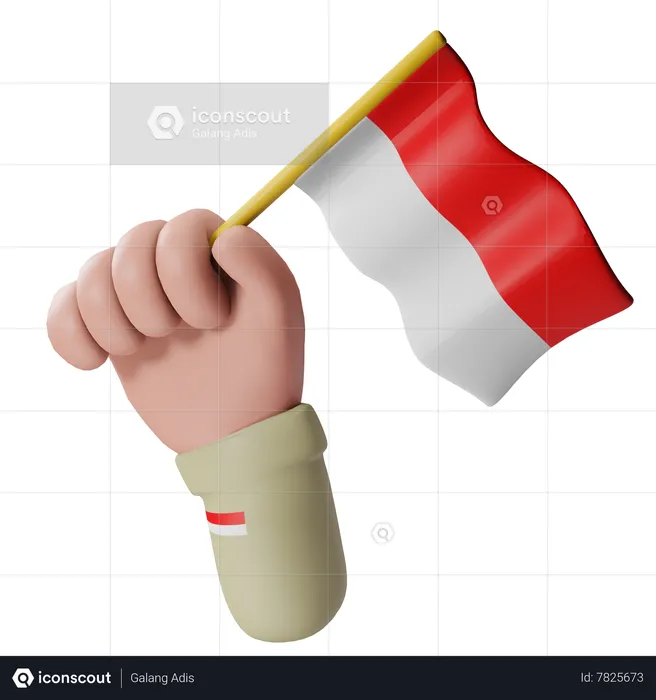 Holding the Flag Indonesia  3D Illustration