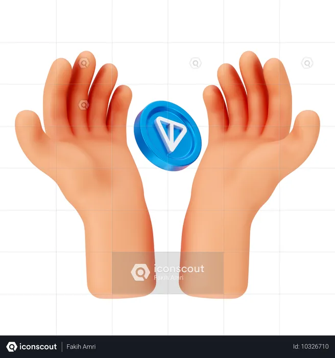 Holding Ton Coin  3D Icon