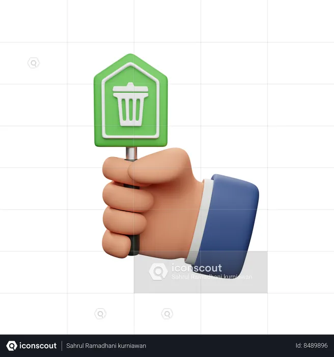 Holding Trash Bin Board  3D Icon