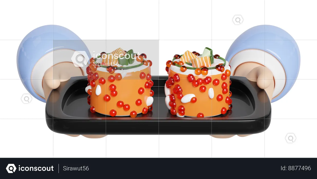 Holding Urmaki Sushi  3D Icon