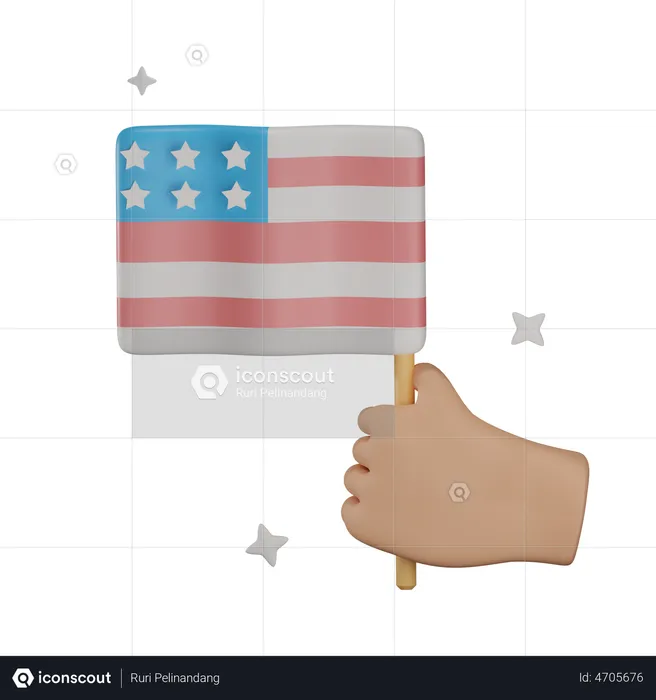 Holding Usa Flag  3D Illustration