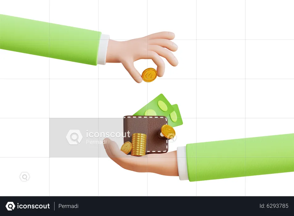 Holding Wallet  3D Illustration