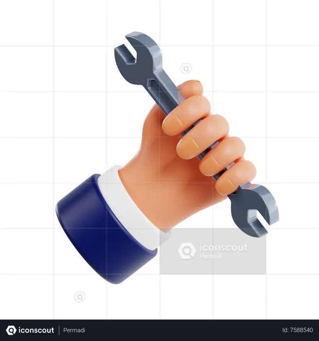 Holding Wrench  3D Icon