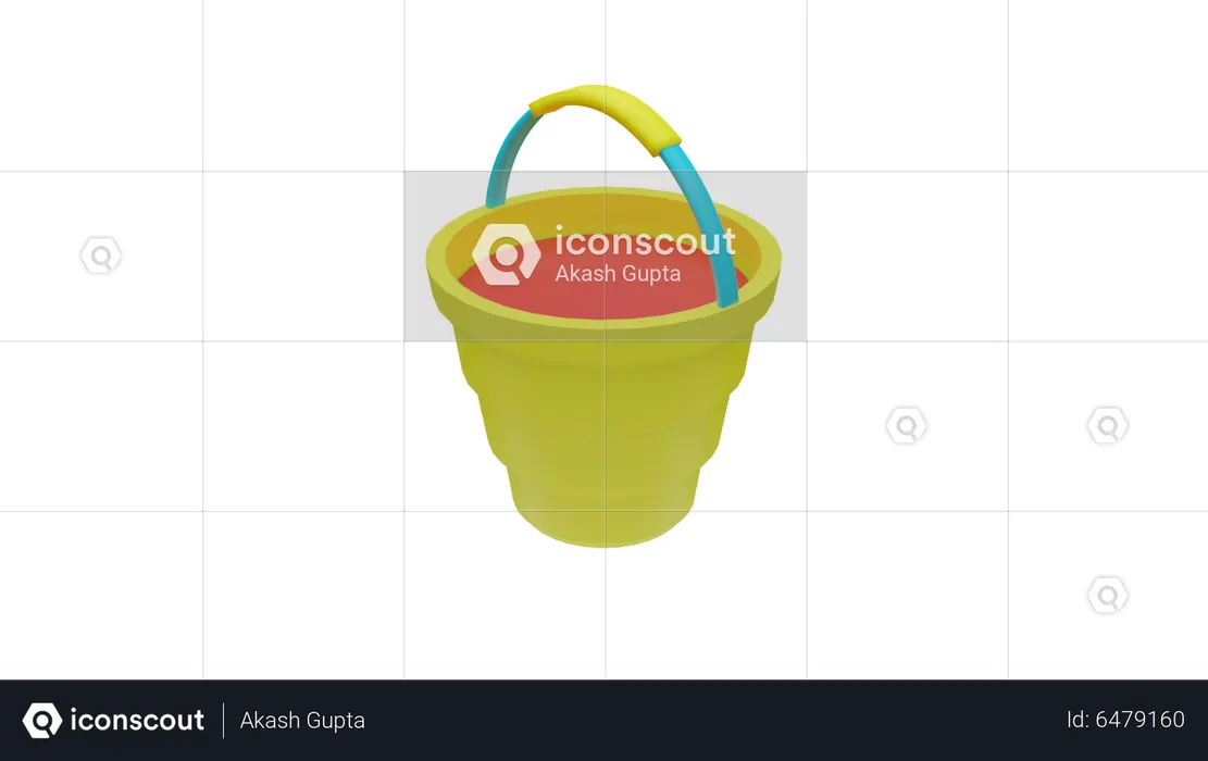 Holi color bucket  3D Icon