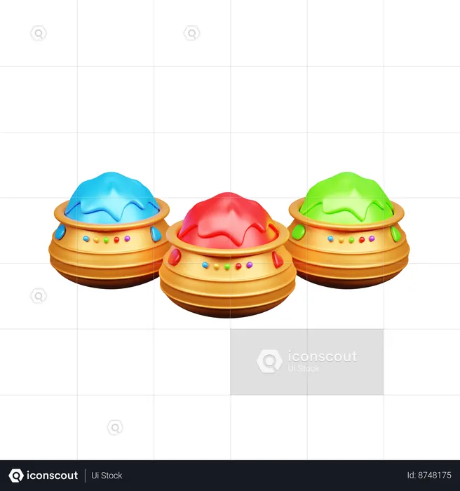 Holi Color Pot  3D Icon