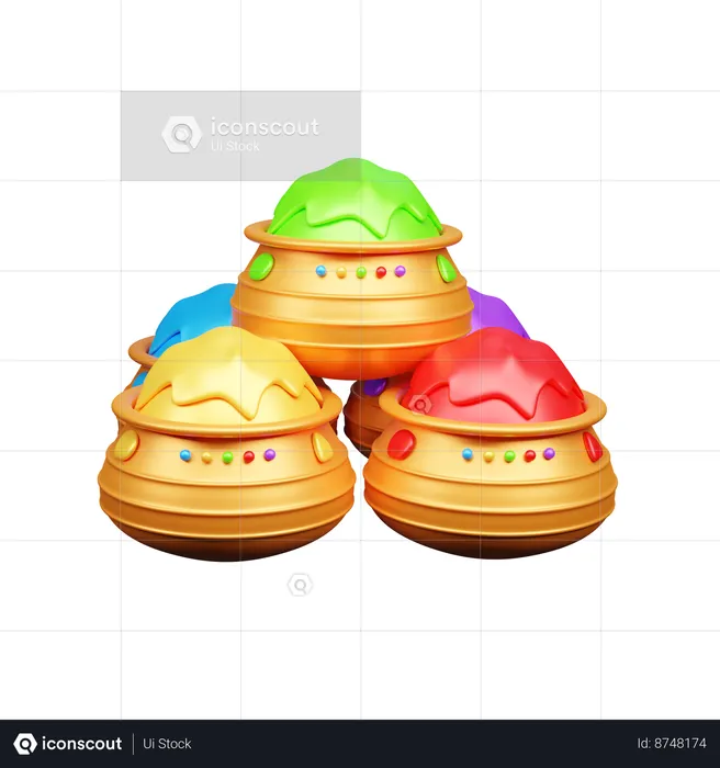 Holi Color Pot  3D Icon