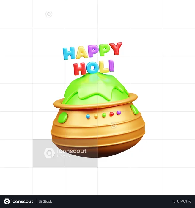 Holi Color Pot  3D Icon