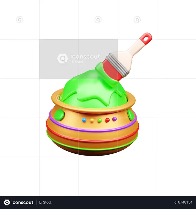 Holi Color Pot  3D Icon