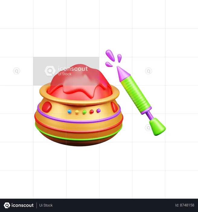 Holi Color Pot  3D Icon