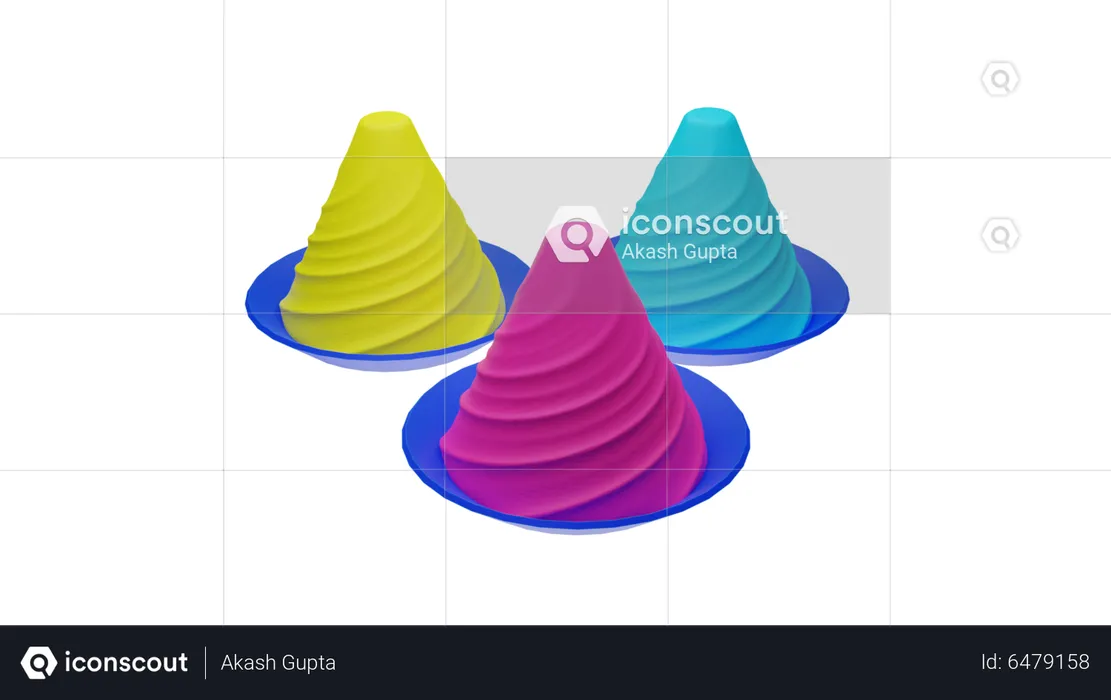 Holi dry colors  3D Icon