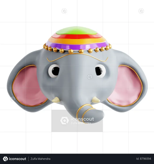 Holi Elephant  3D Icon