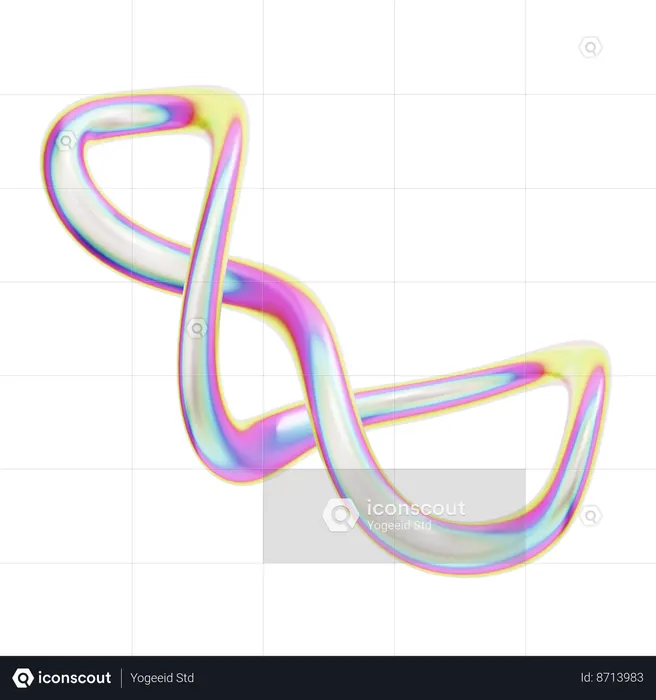 Hologram Geometric Abstract Curve  3D Icon