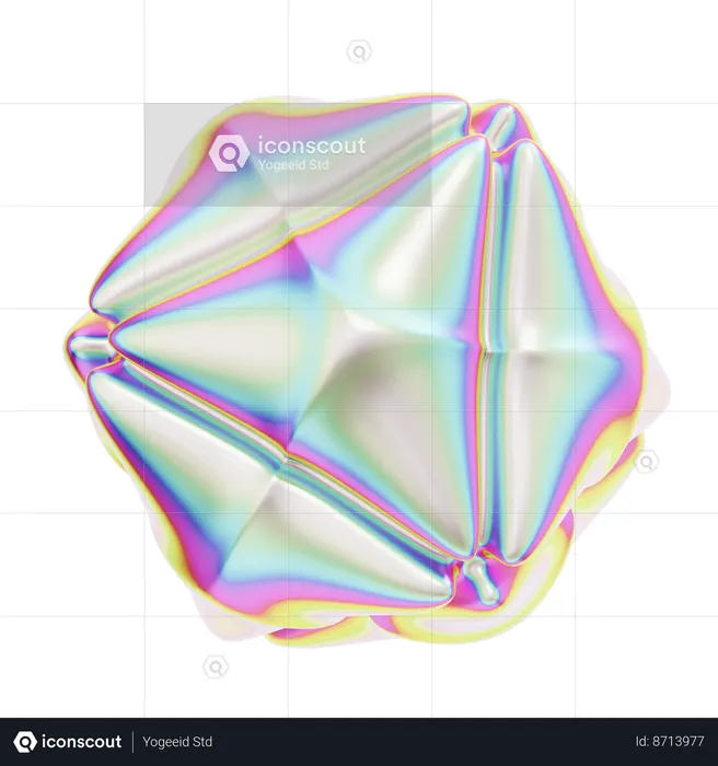 Hologram Geometric Abstract Icosphere  3D Icon
