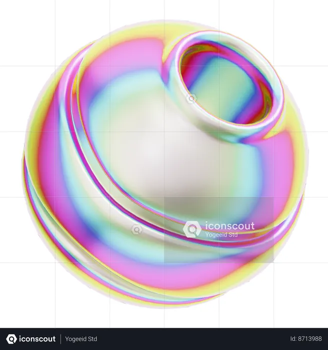 Hologram Geometric Boolean Round  3D Icon