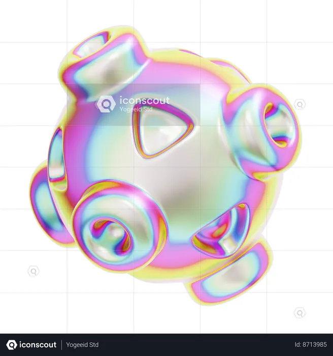 Hologram Geometric Boolean Sphere  3D Icon