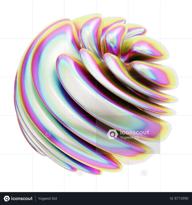 Hologram Geometric Curly Sphere  3D Icon