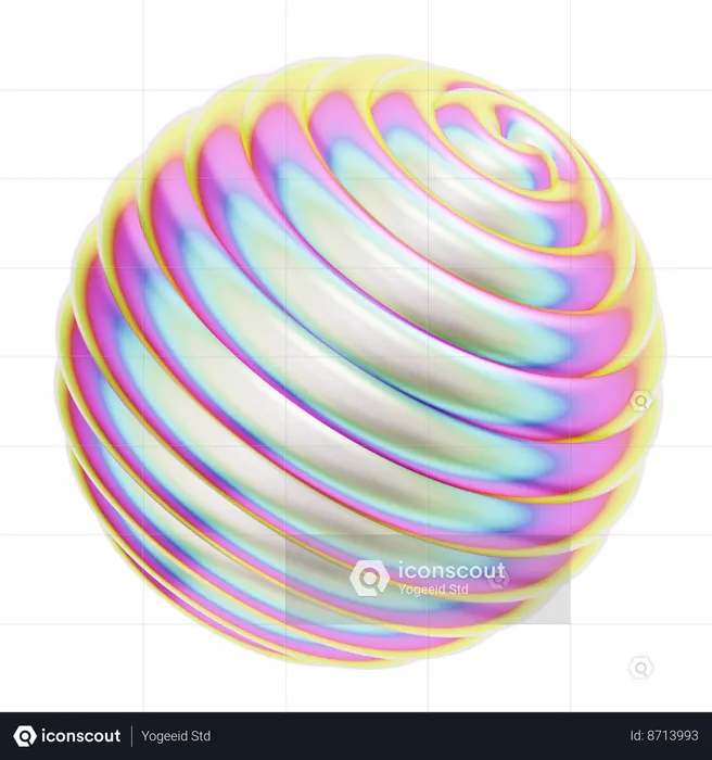 Hologram Geometric Line Round  3D Icon