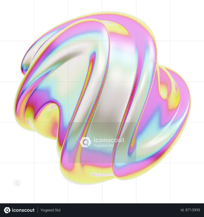 Hologram Geometric Twist Bend Sphere  3D Icon