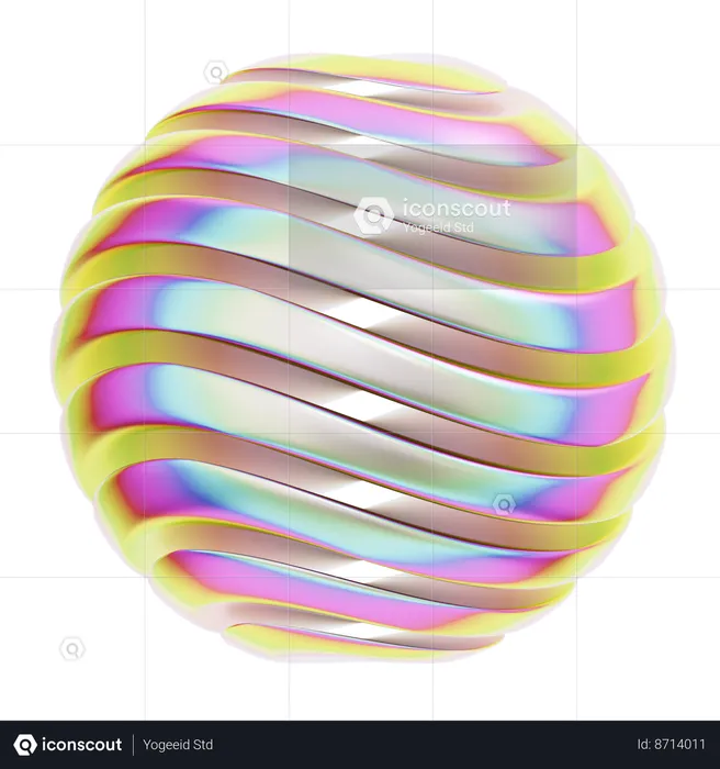 Hologram Geometric Wavy Sphere  3D Icon