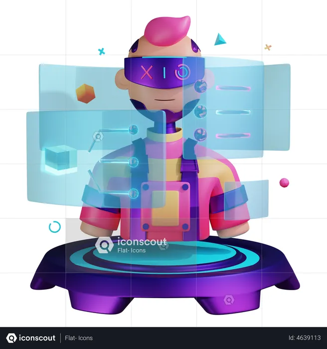 Hologram Man  3D Illustration