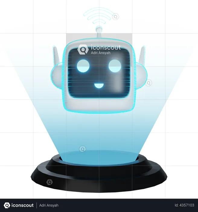 Holographic Robot  3D Illustration