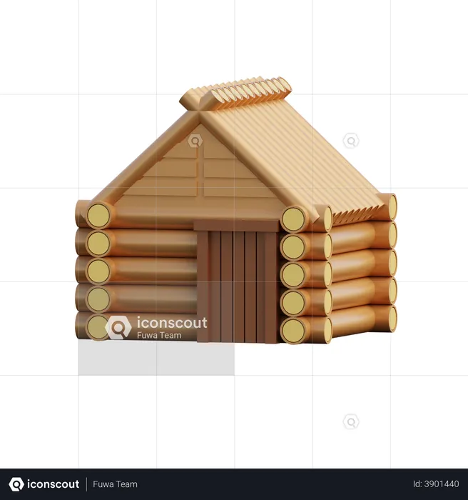 Holzhaus  3D Illustration